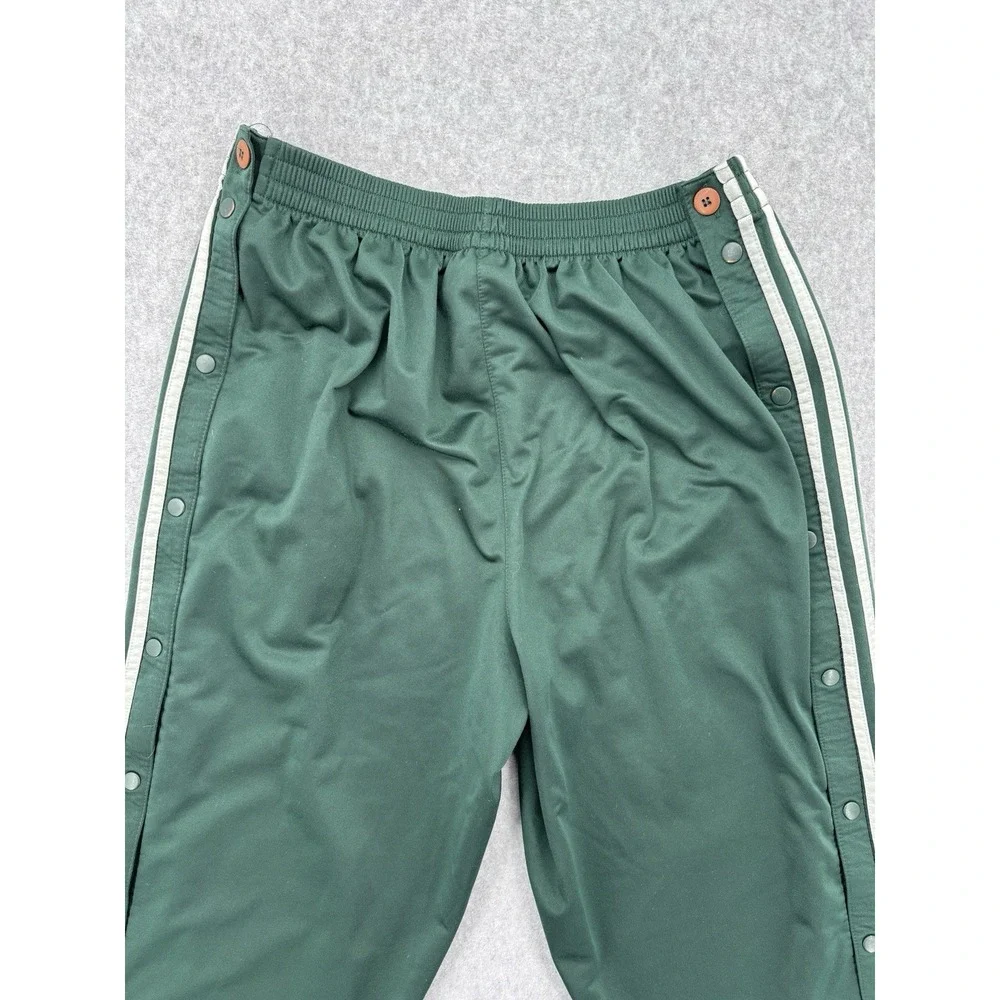 Adidas Snap Tearaway Track Pants Green 3 Stripe Men's XL